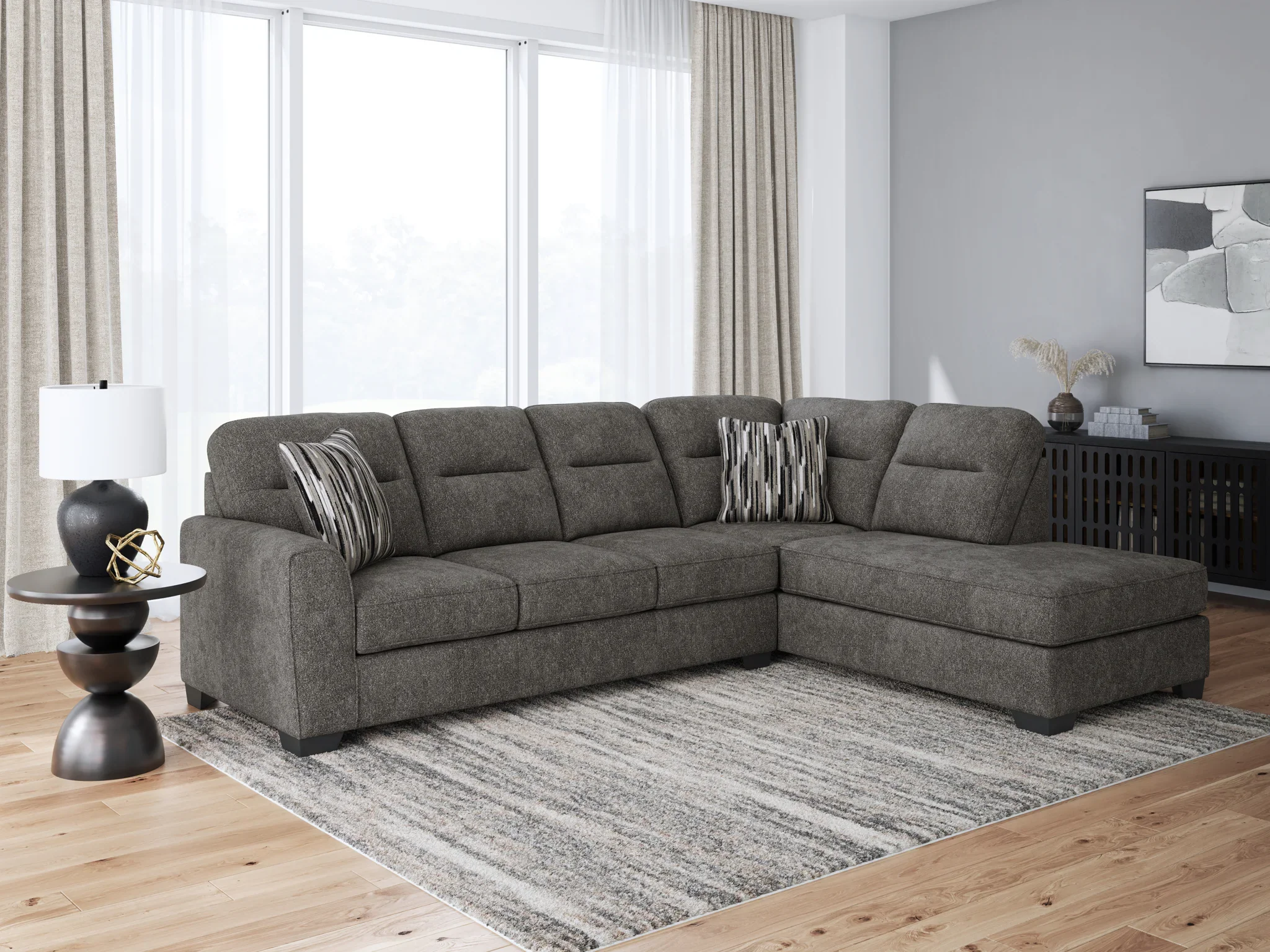 Olten - Graphite - 2-Piece Sectional With RAF Corner Chaise - Image 2
