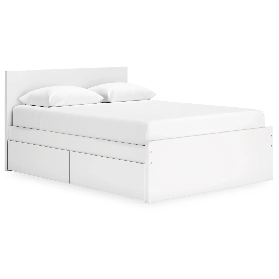 Onita - White - Queen Panel Platform Bed With 2 Side Storage