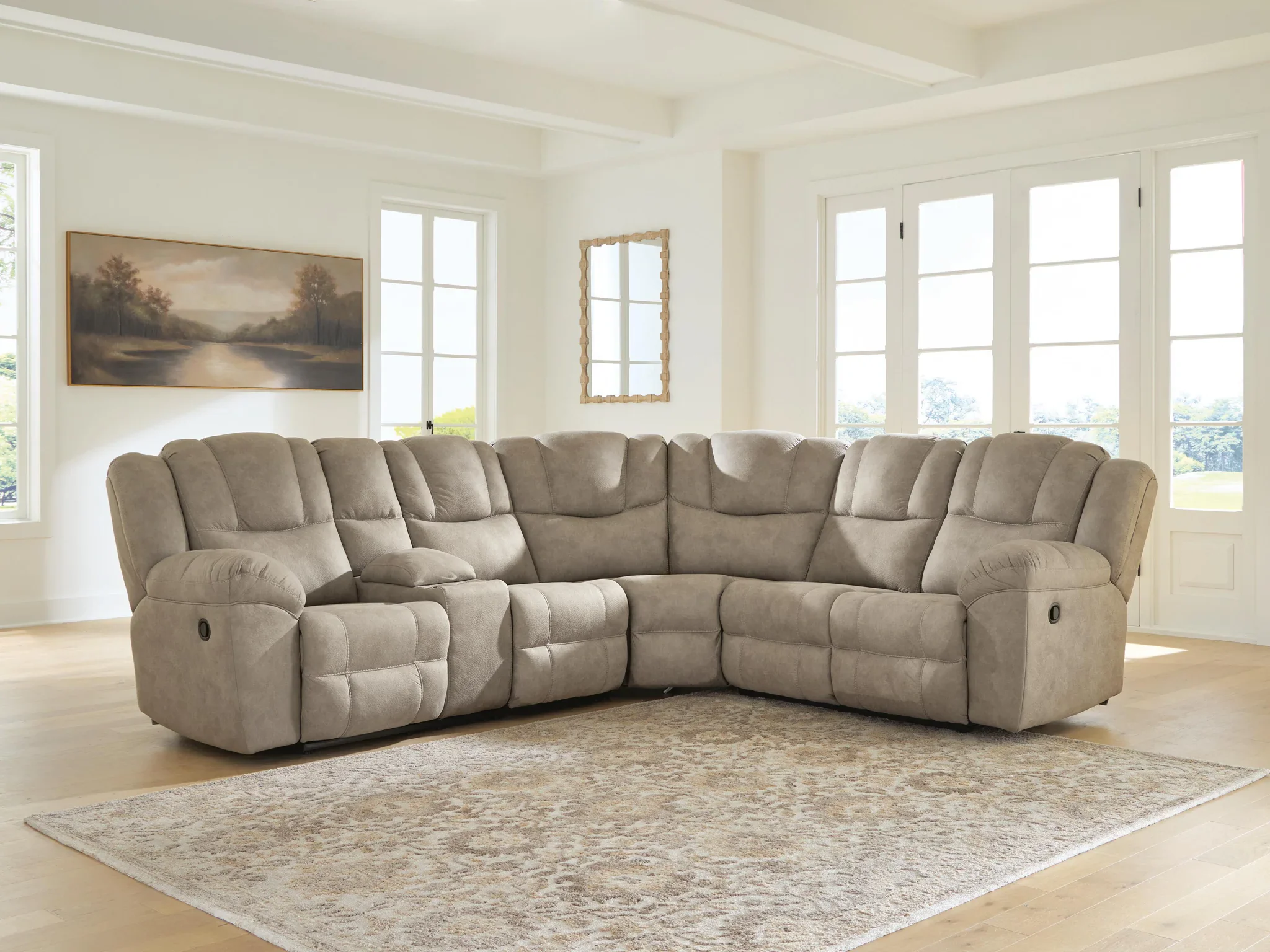Pearce-Pike - 3-Piece Reclining Sectional With LAF Reclining Loveseat With Console - Birch - Image 2