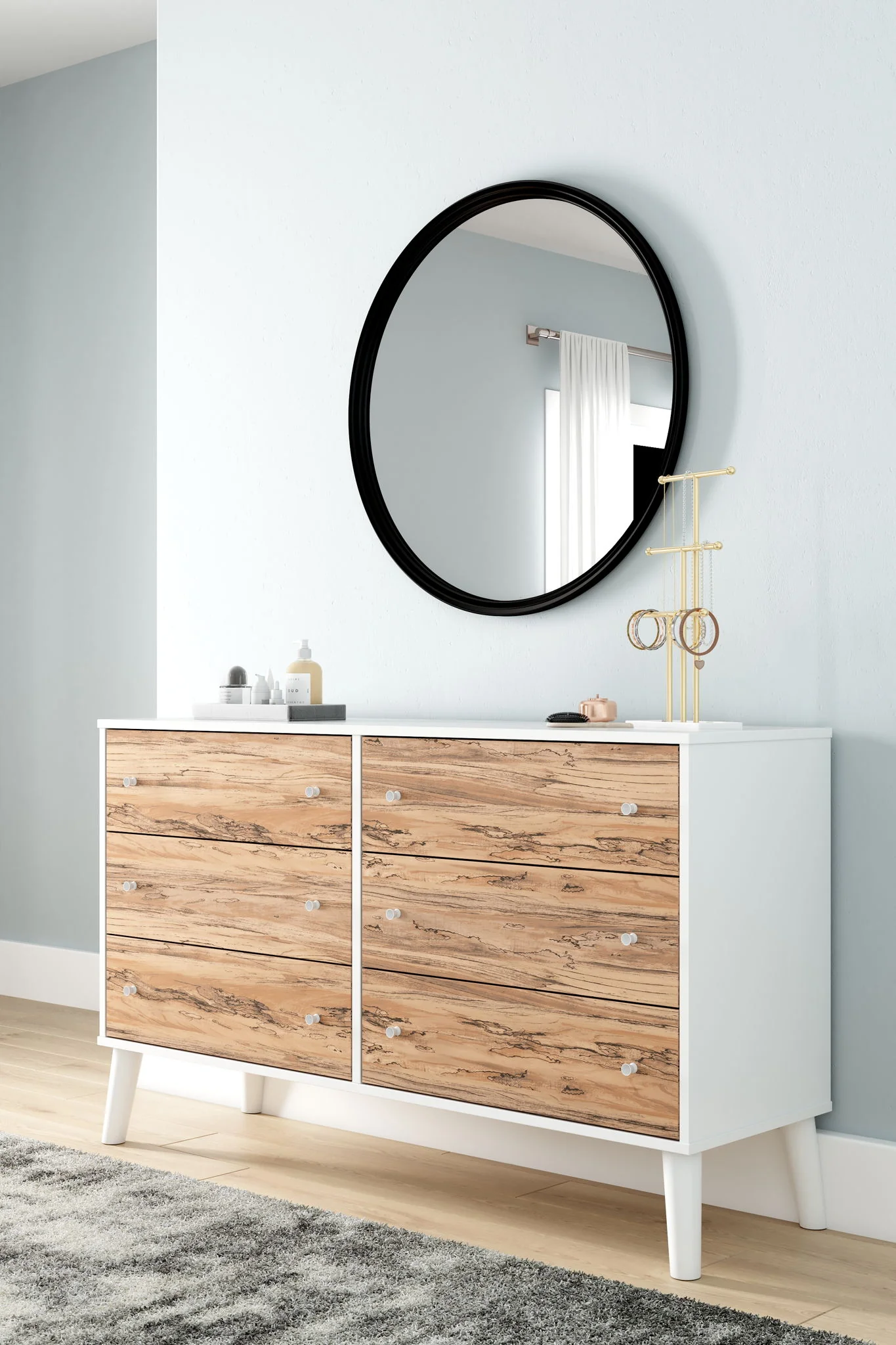 Piperton - Brown / White - Six Drawer Dresser - Vinyl-Wrapped - Image 2