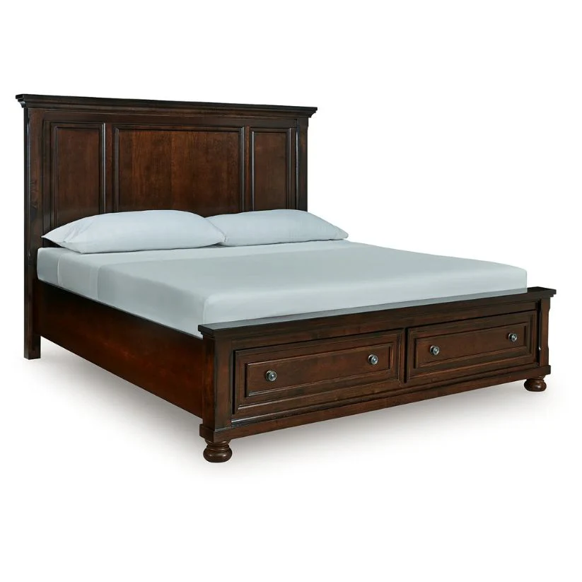 Porter - Rustic Brown - California King Panel Storage Bed