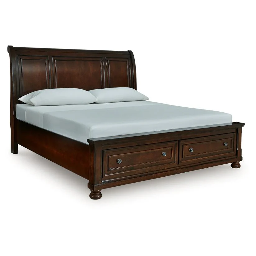 Porter - Rustic Brown - California King Sleigh Storage Bed