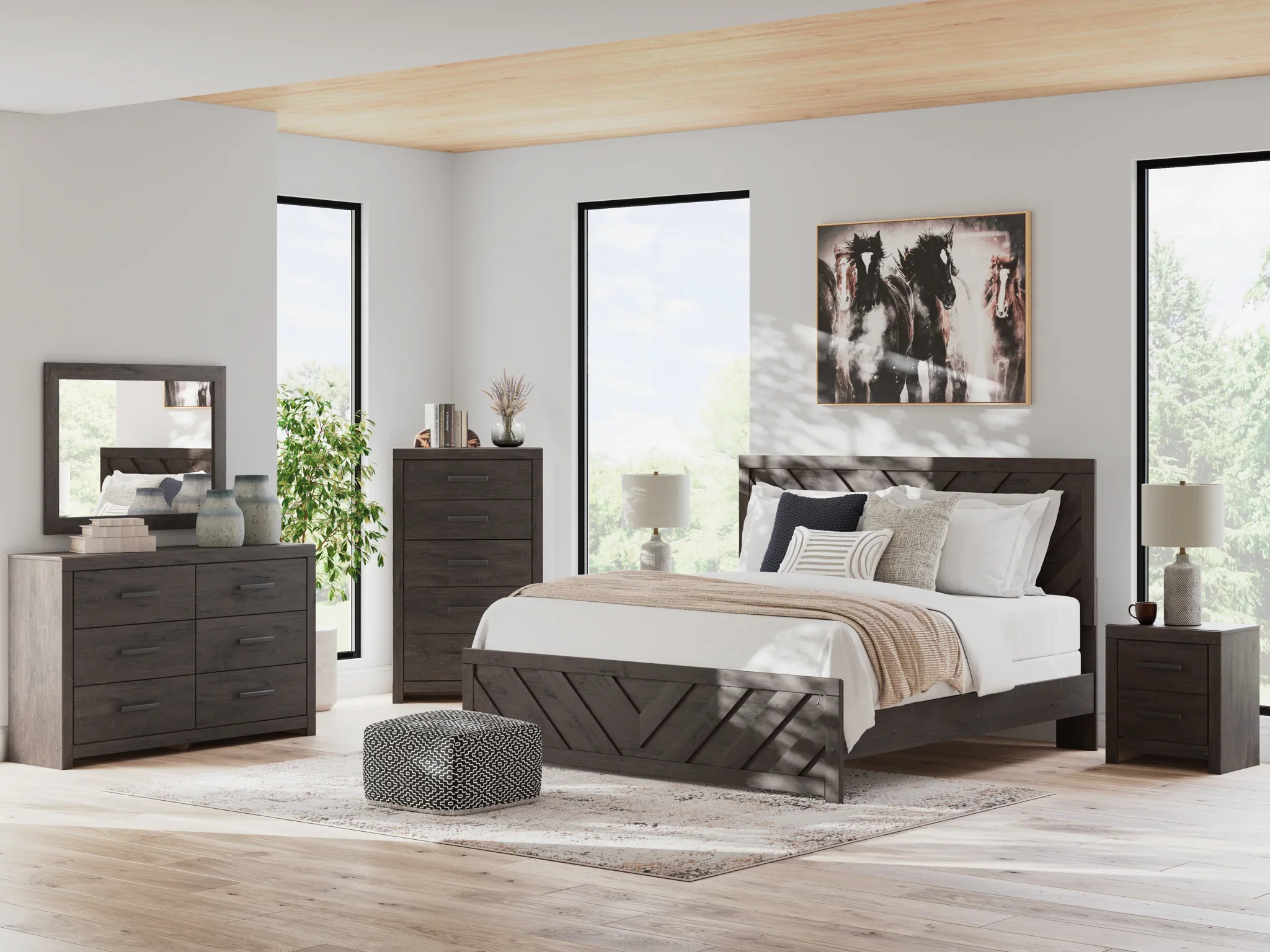 Prendonea - Charcoal - King Panel Bed - Image 10