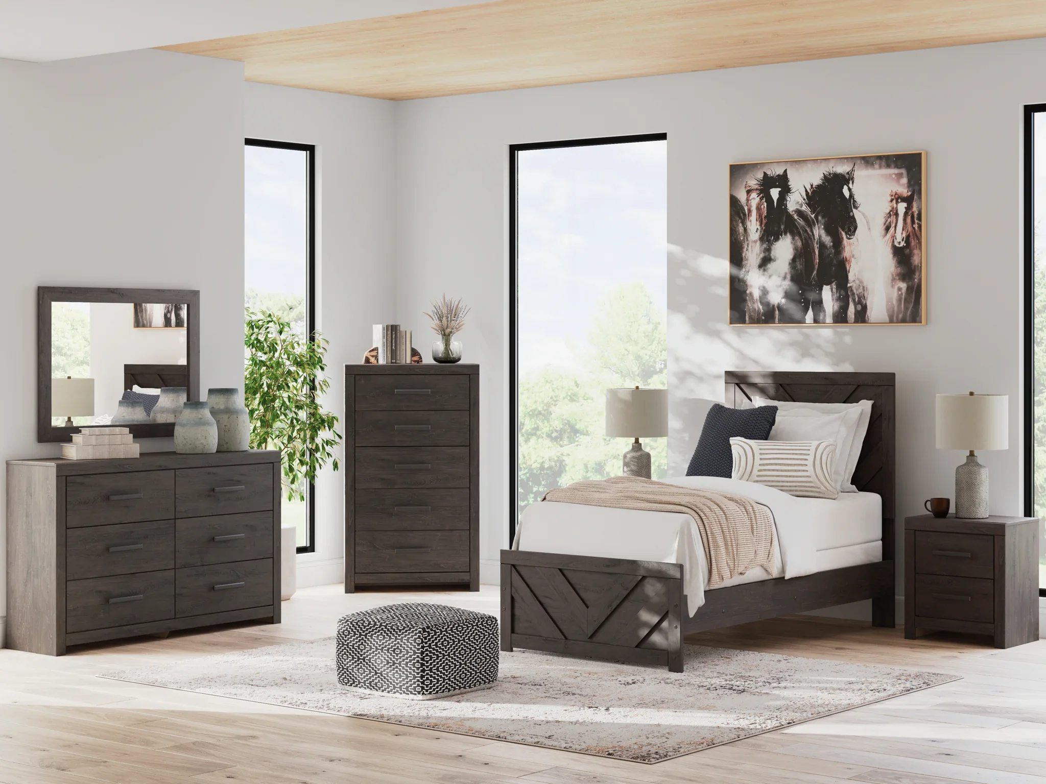 Prendonea - Charcoal - Twin Panel Bed - Image 11