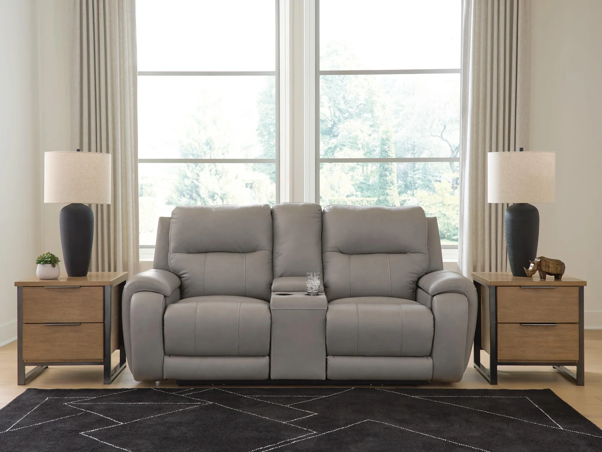 Real Moments - Power Reclining Loveseat With Audio Seating - Ash - Image 2