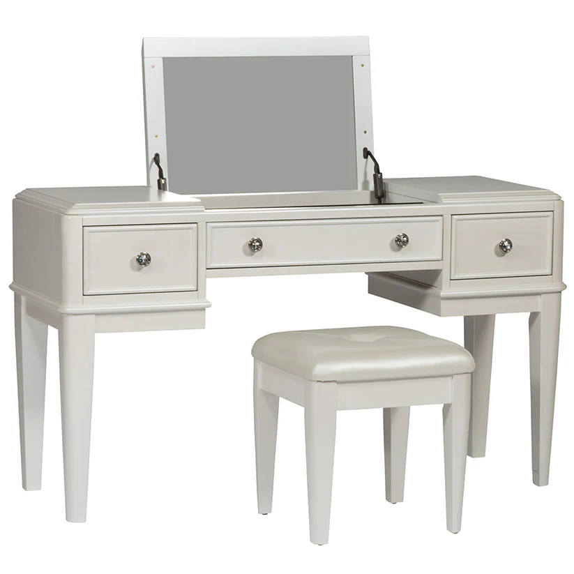 Realyn - White / Brown / Beige - Vanity/mirror/Stool (Set of 3)