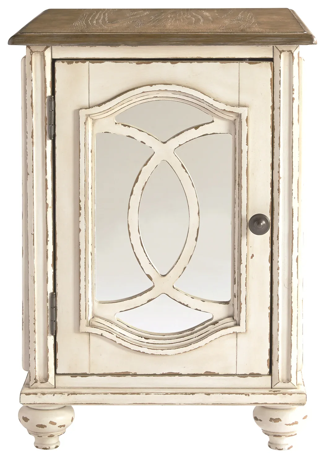 Realyn - White / Brown - Chair Side End Table - Insert Mirror - Image 3