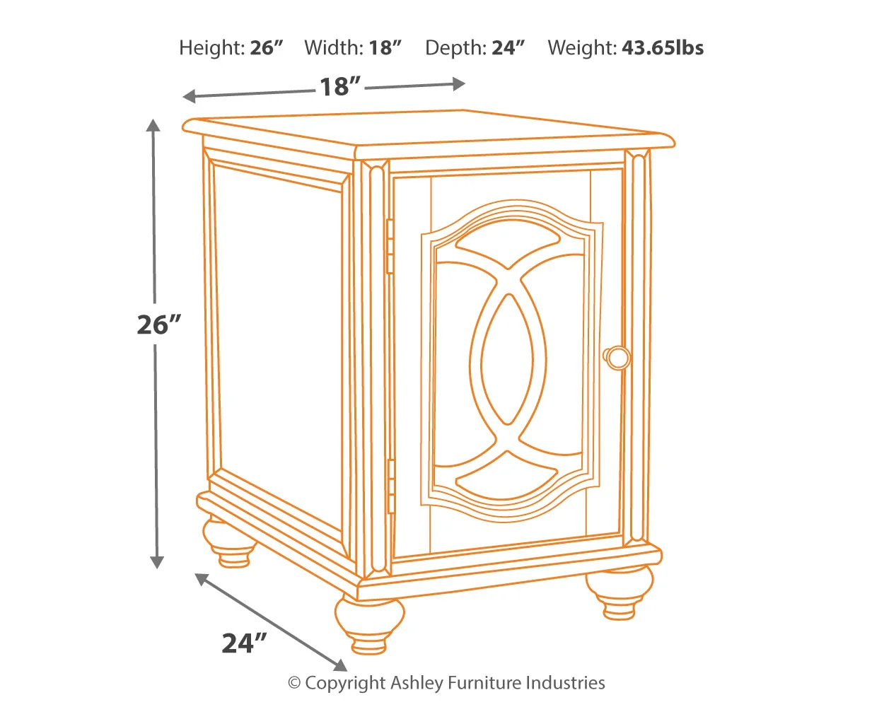Realyn - White / Brown - Chair Side End Table - Insert Mirror - Image 4