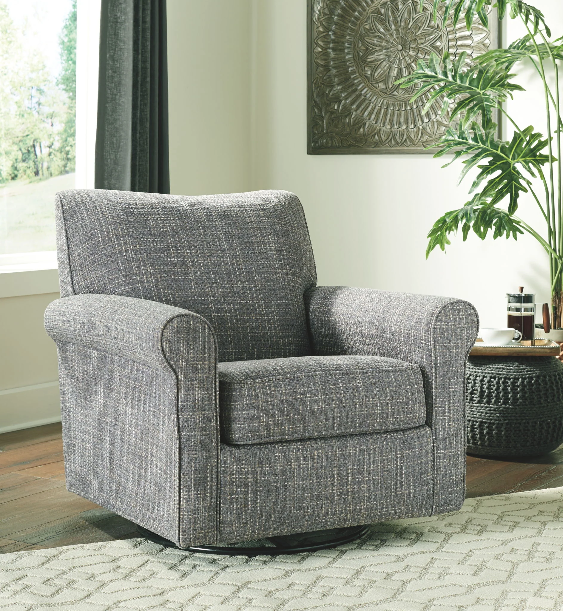 Renley - Ash - Swivel Glider Accent Chair - Image 2