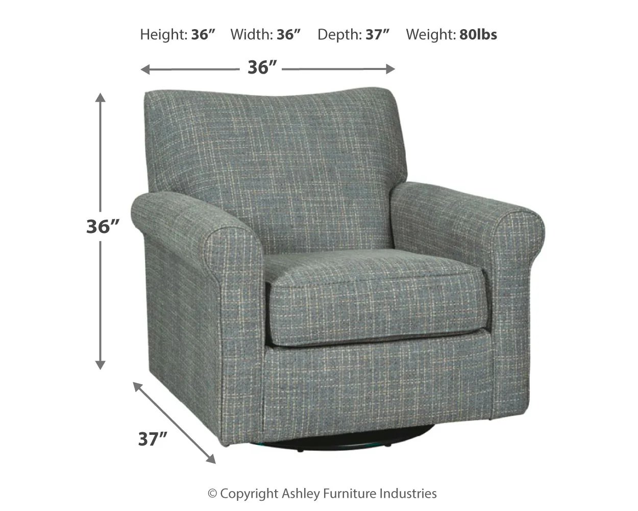 Renley - Ash - Swivel Glider Accent Chair - Image 4