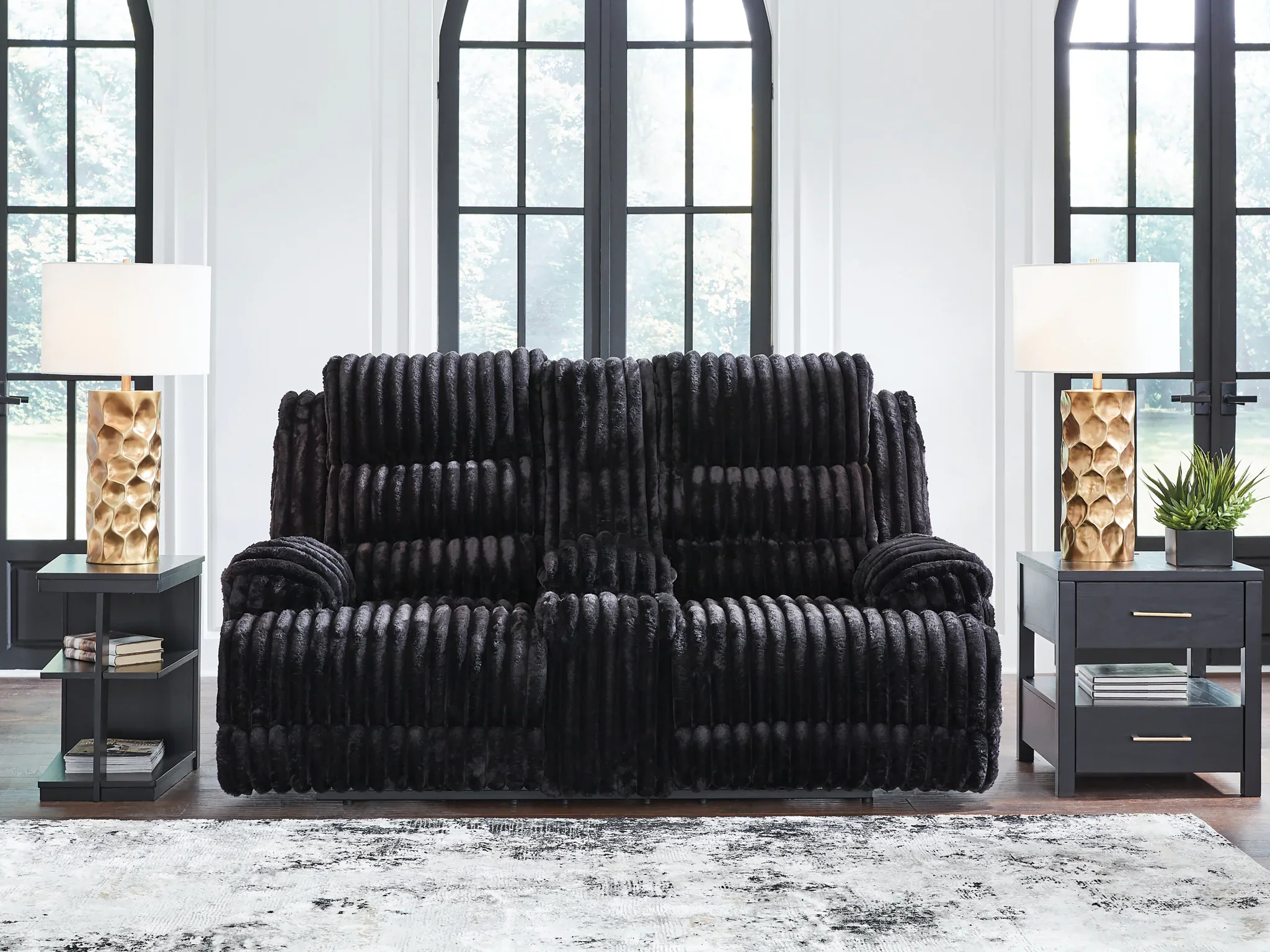 Rhine Falls - Onyx - Double Reclining Power Loveseat With Console - Image 2