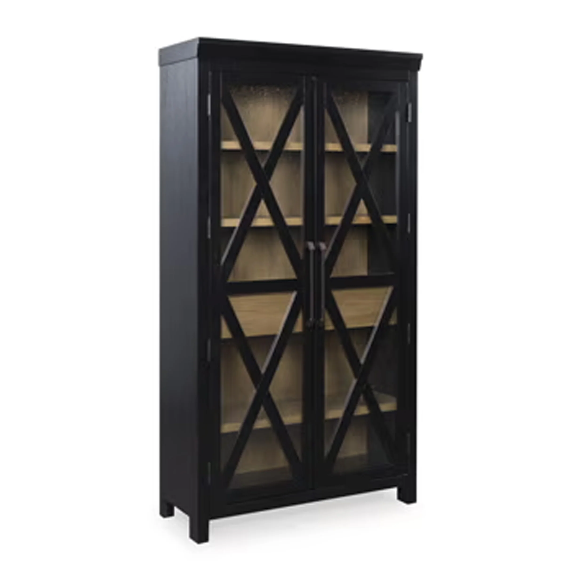 Ridgester - Display Cabinet - Light Brown / Black