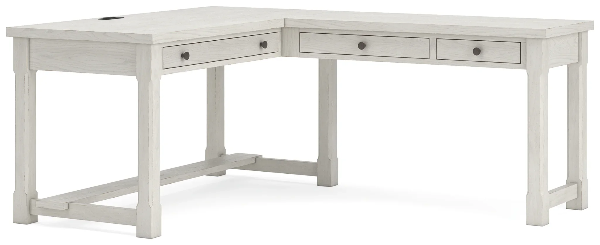 Robbinsdale - 4 Pc. - L-Shaped Home Office Desk, Home Office Desk Chair, Bookcase - Antique White - Image 2