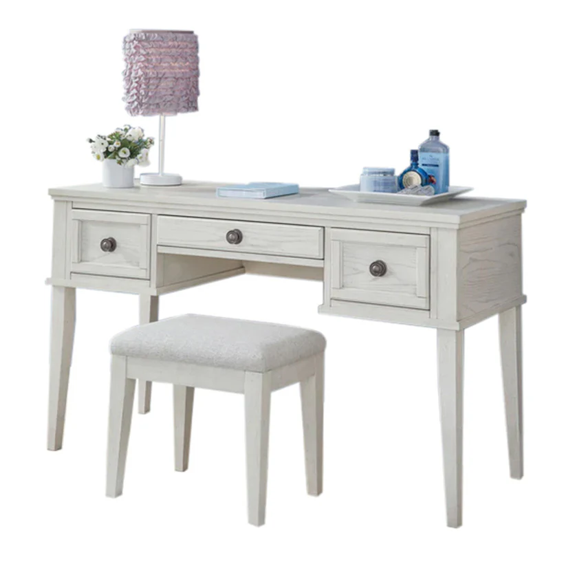 Robbinsdale - Antique White - Vanity With Stool (Set of 2)