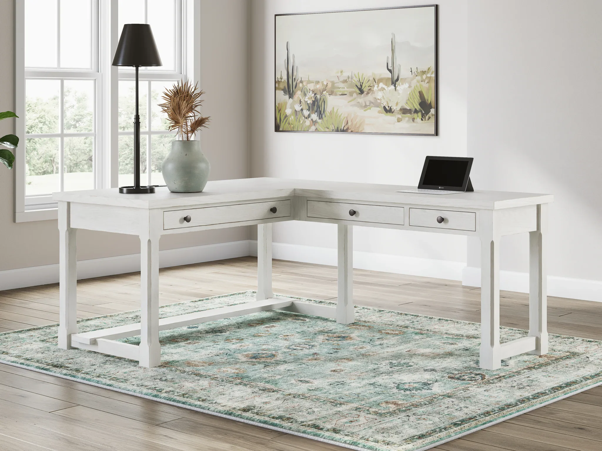 Robbinsdale - L-Shaped Home Office Desk - Antique White - Image 3