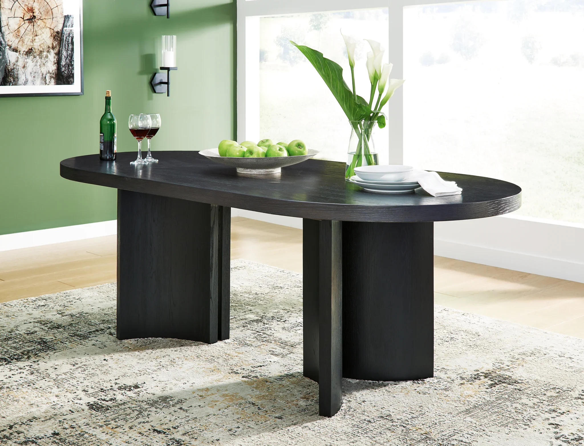 Rowanbeck - Black - 8 Pc. - Dining Table, 6 Side Chairs, Server - Image 2