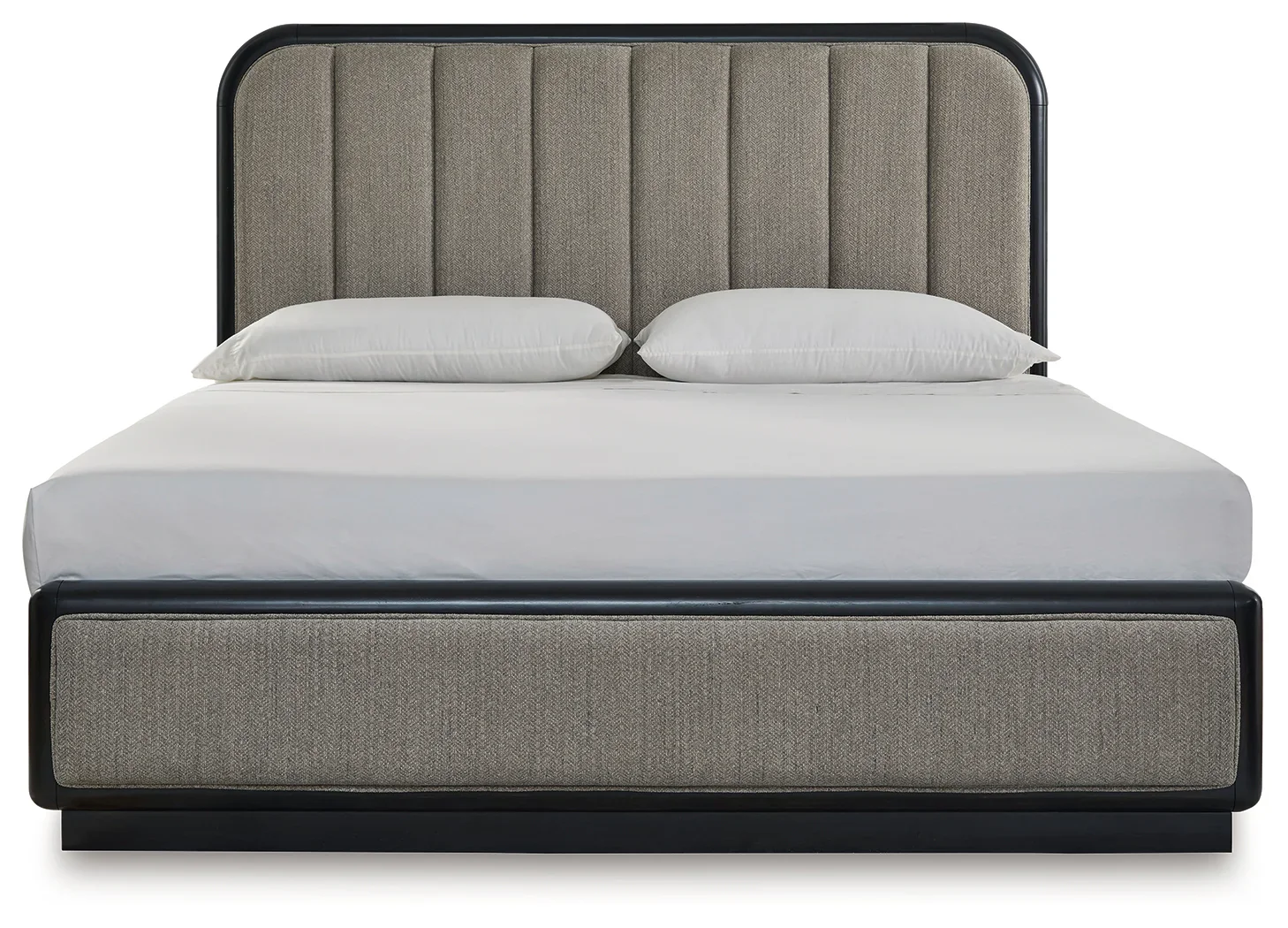 Rowanbeck - Gray / Black - King Upholstered Panel Bed - Image 4