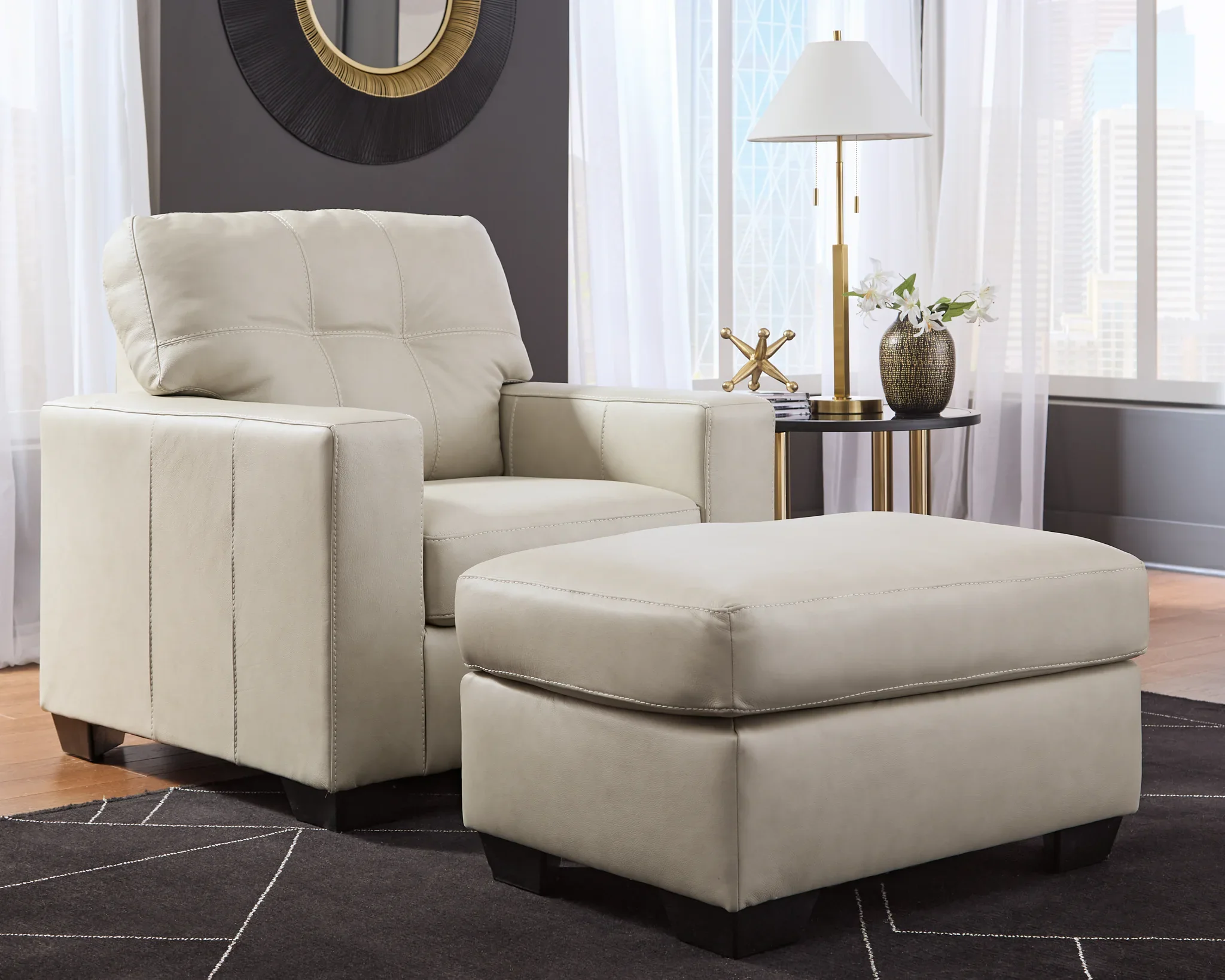 Santorine - 2 Pc. - Chair, Ottoman - Bone