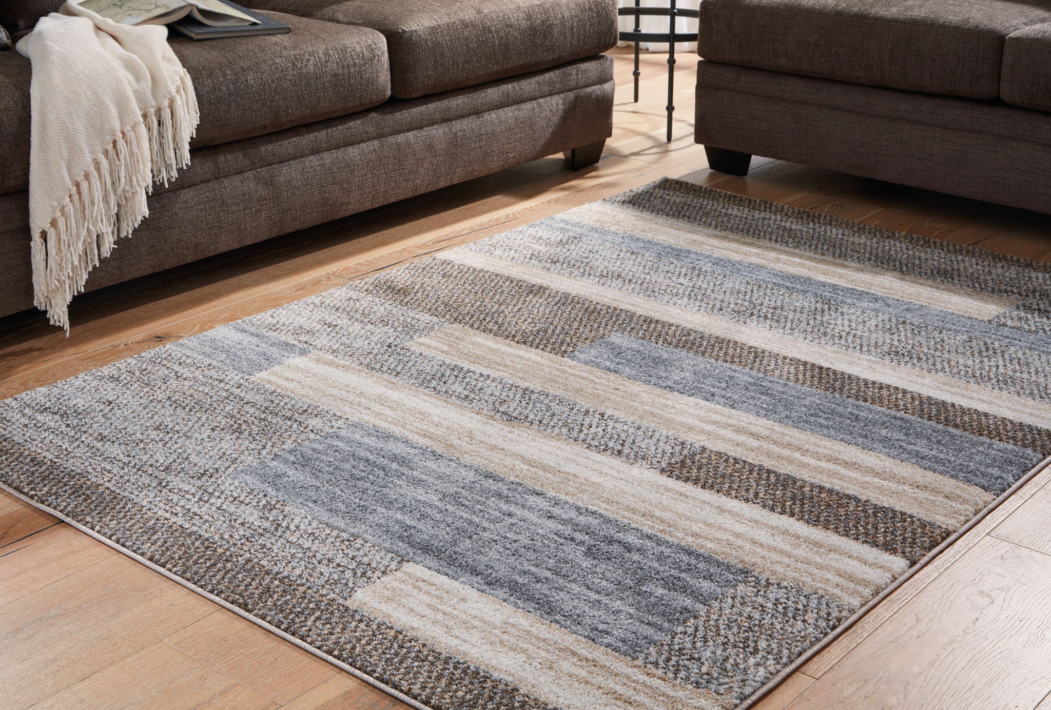 Sethburn - Cream / Brown / Gray - Medium Rug - 5' x 7' - Image 2