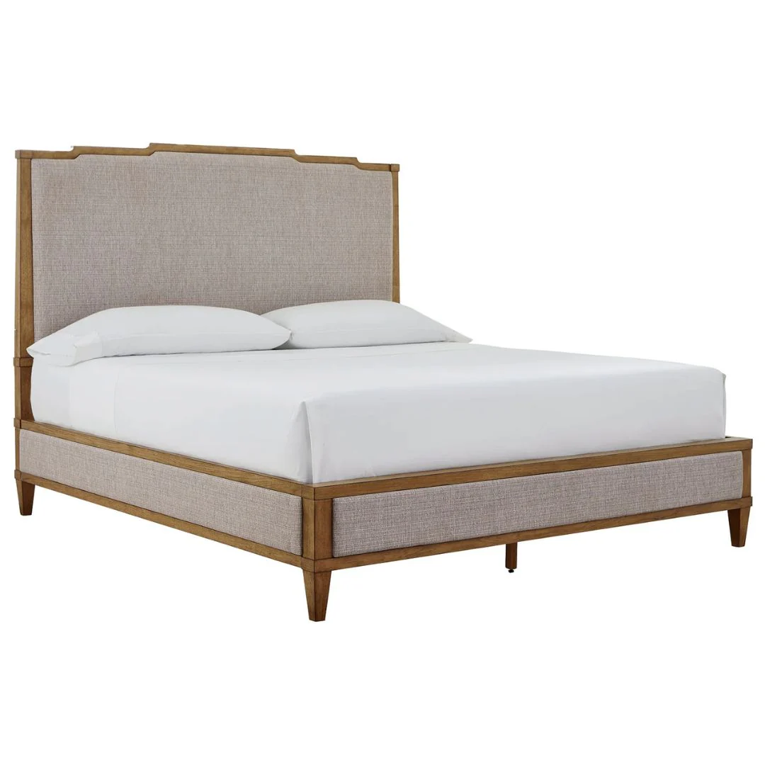 Sharlance - Light Brown - California King Upholstered Panel Bed