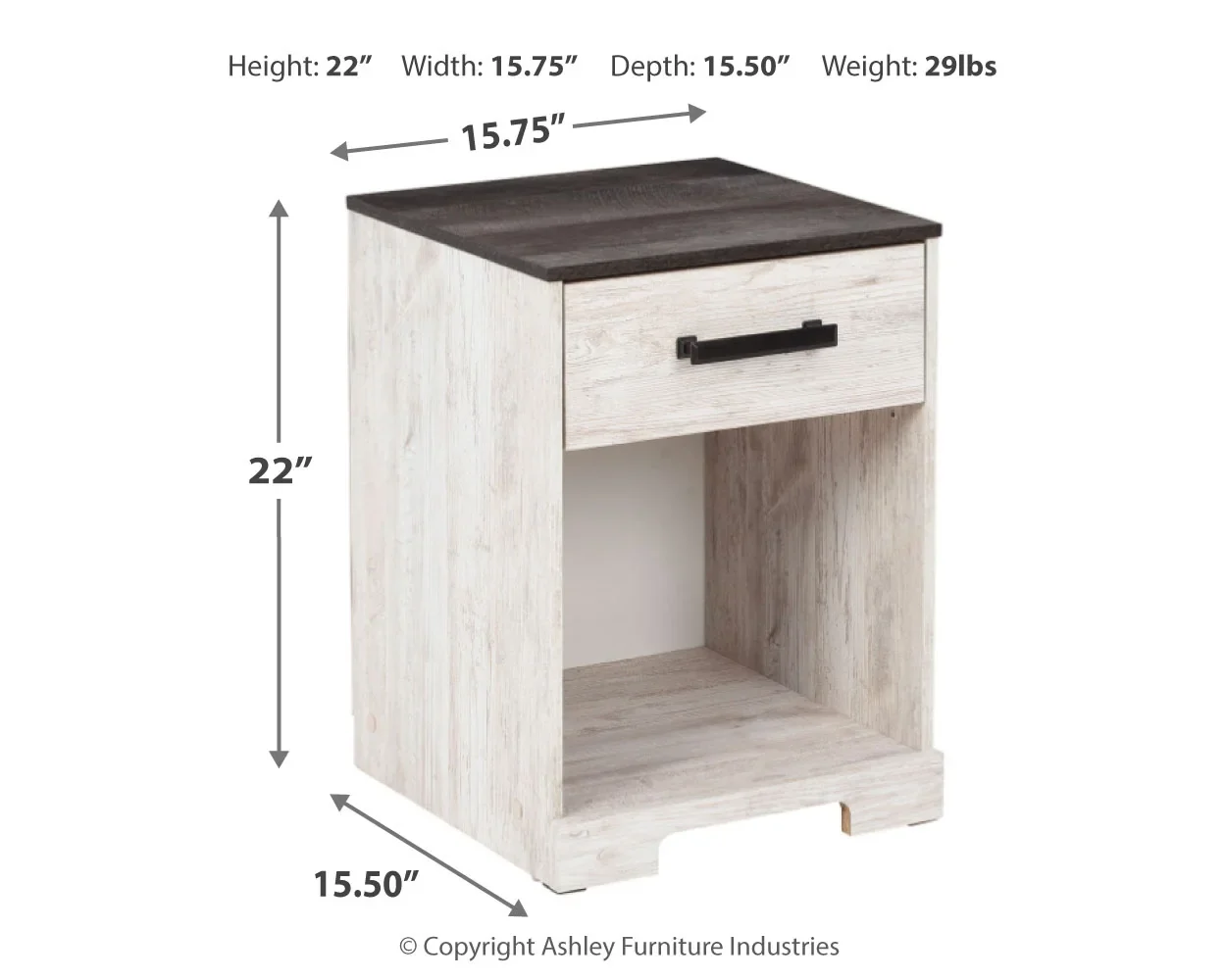 Shawburn - Whitewash / Charcoal Gray - One Drawer Night Stand - Image 4