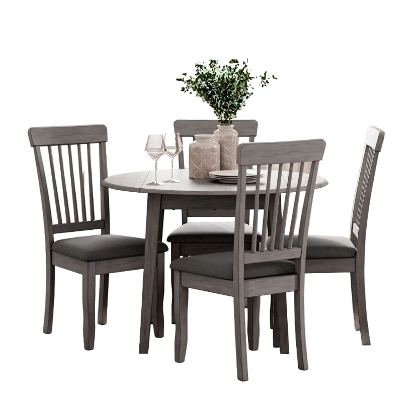 Shullden - Gray - 5 Pc. - Drop Leaf Table, 4 Side Chairs