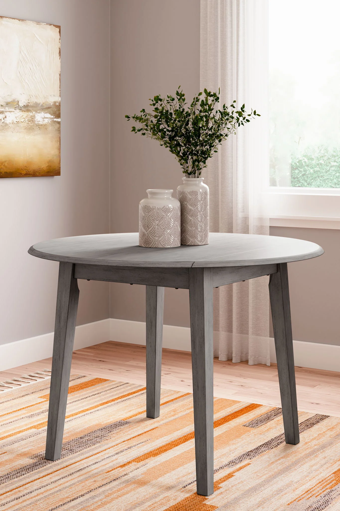 Shullden - Gray - Round Drm Drop Leaf Table - Image 2