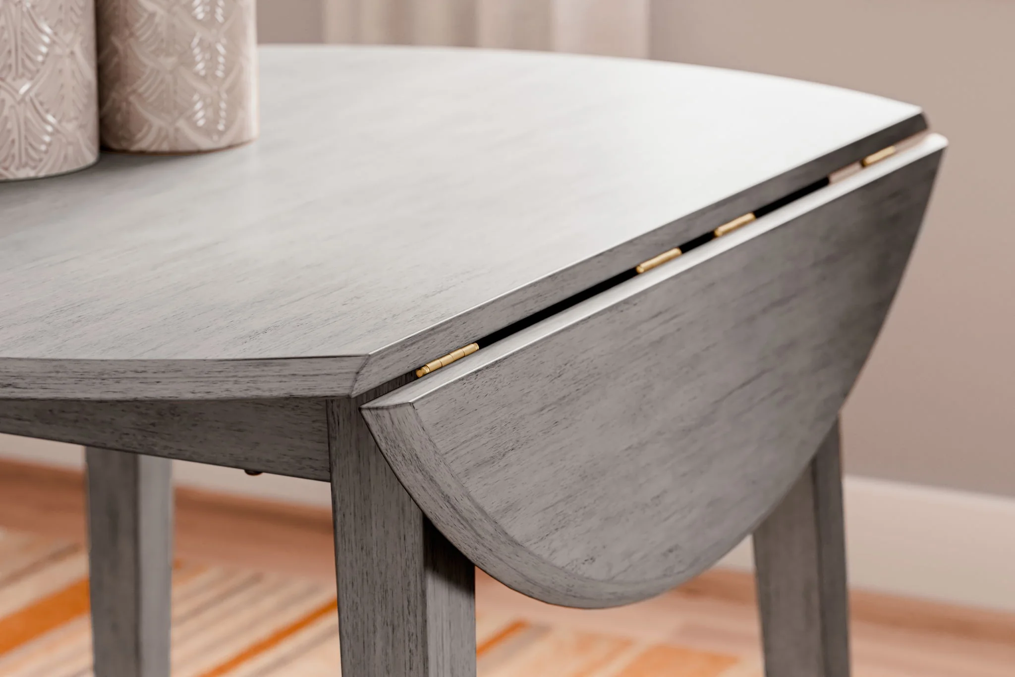 Shullden - Gray - Round Drm Drop Leaf Table - Image 6