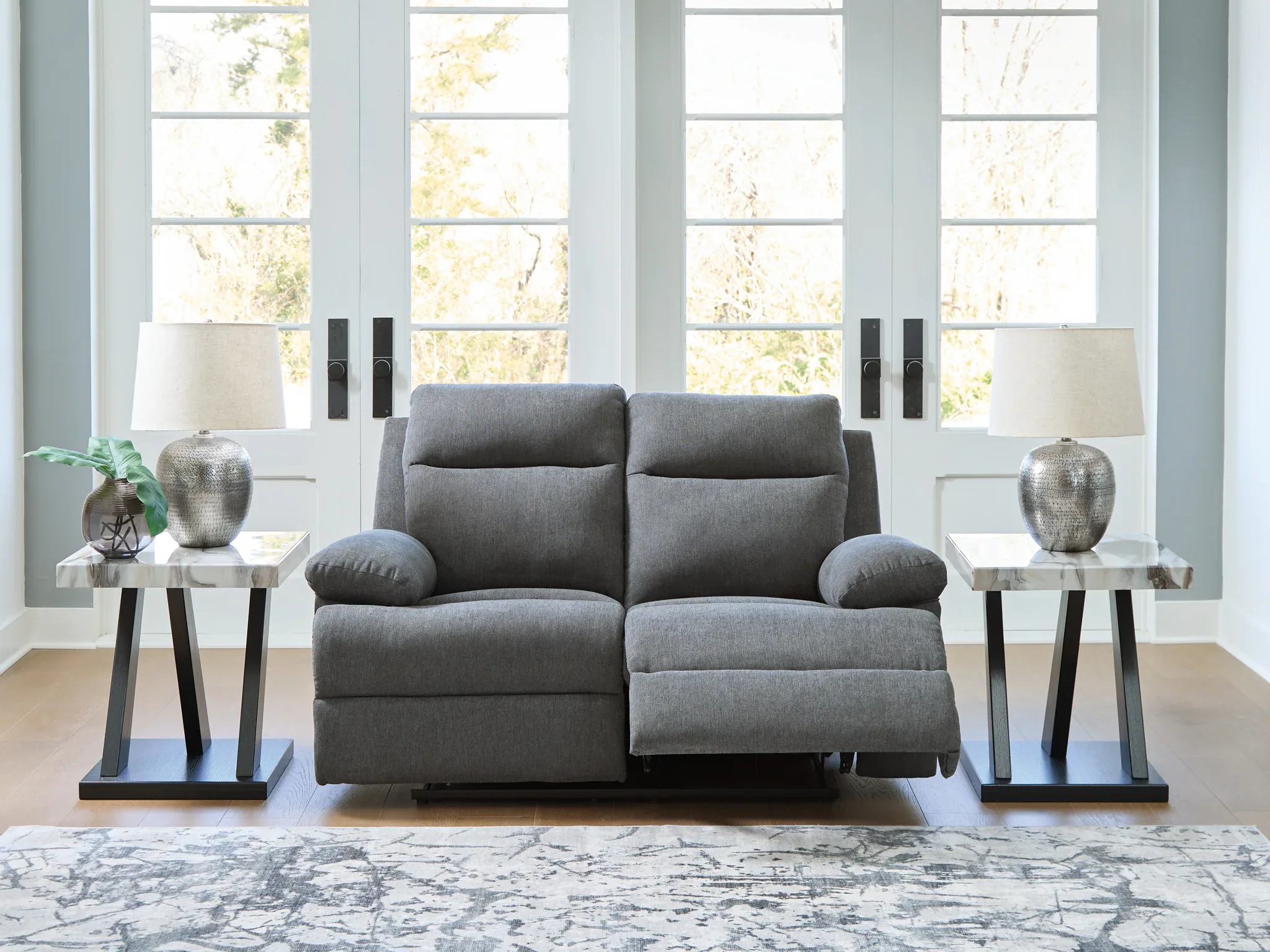 Side-Swipe - Charcoal - Reclining Loveseat - Image 2