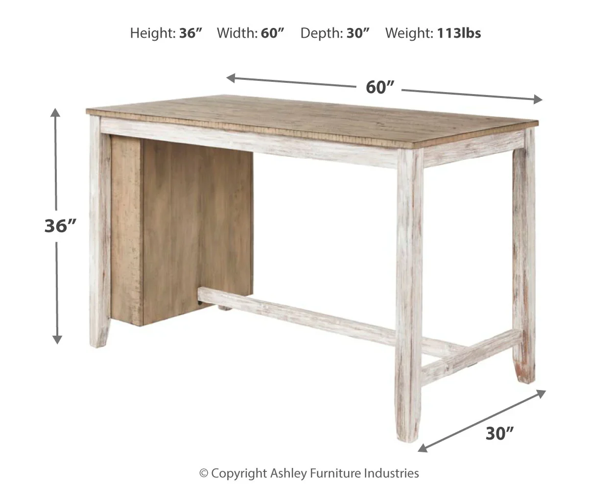 Skempton - White - Rect Counter Table W/Storage - Image 4