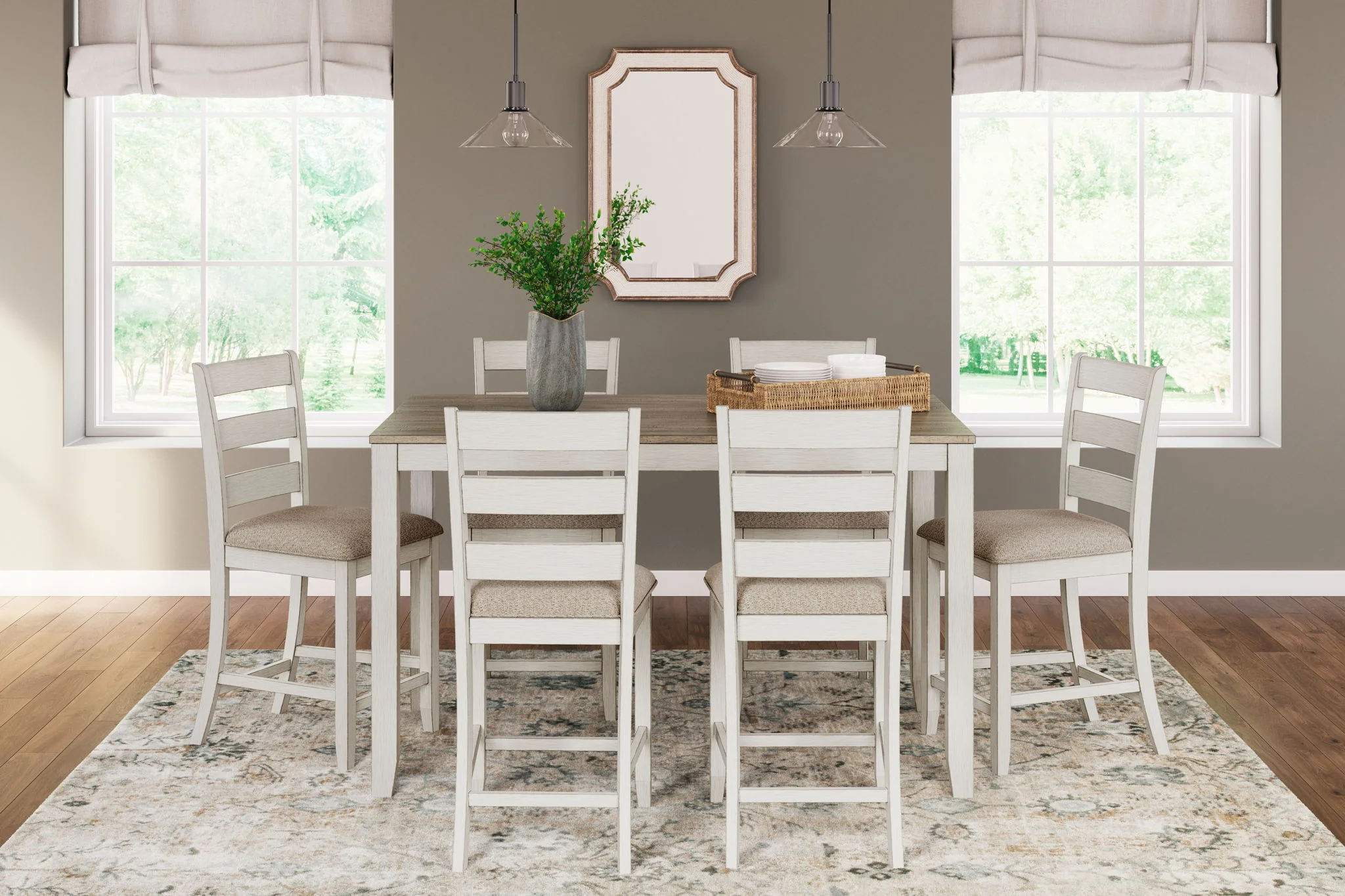 Skempton - White / Light Brown - Counter Height Dining Table And Bar Stools (Set of 7) - Image 2