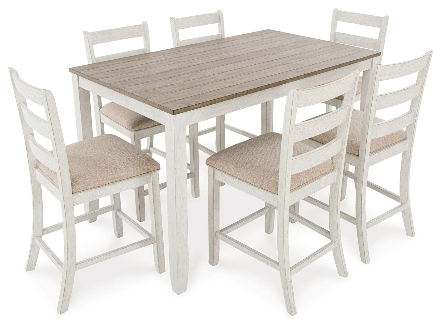 Skempton - White / Light Brown - Counter Height Dining Table And Bar Stools (Set of 7) - Image 3