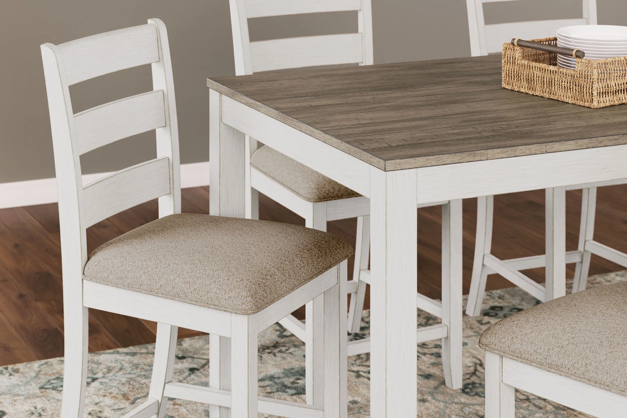 Skempton - White / Light Brown - Counter Height Dining Table And Bar Stools (Set of 7) - Image 4