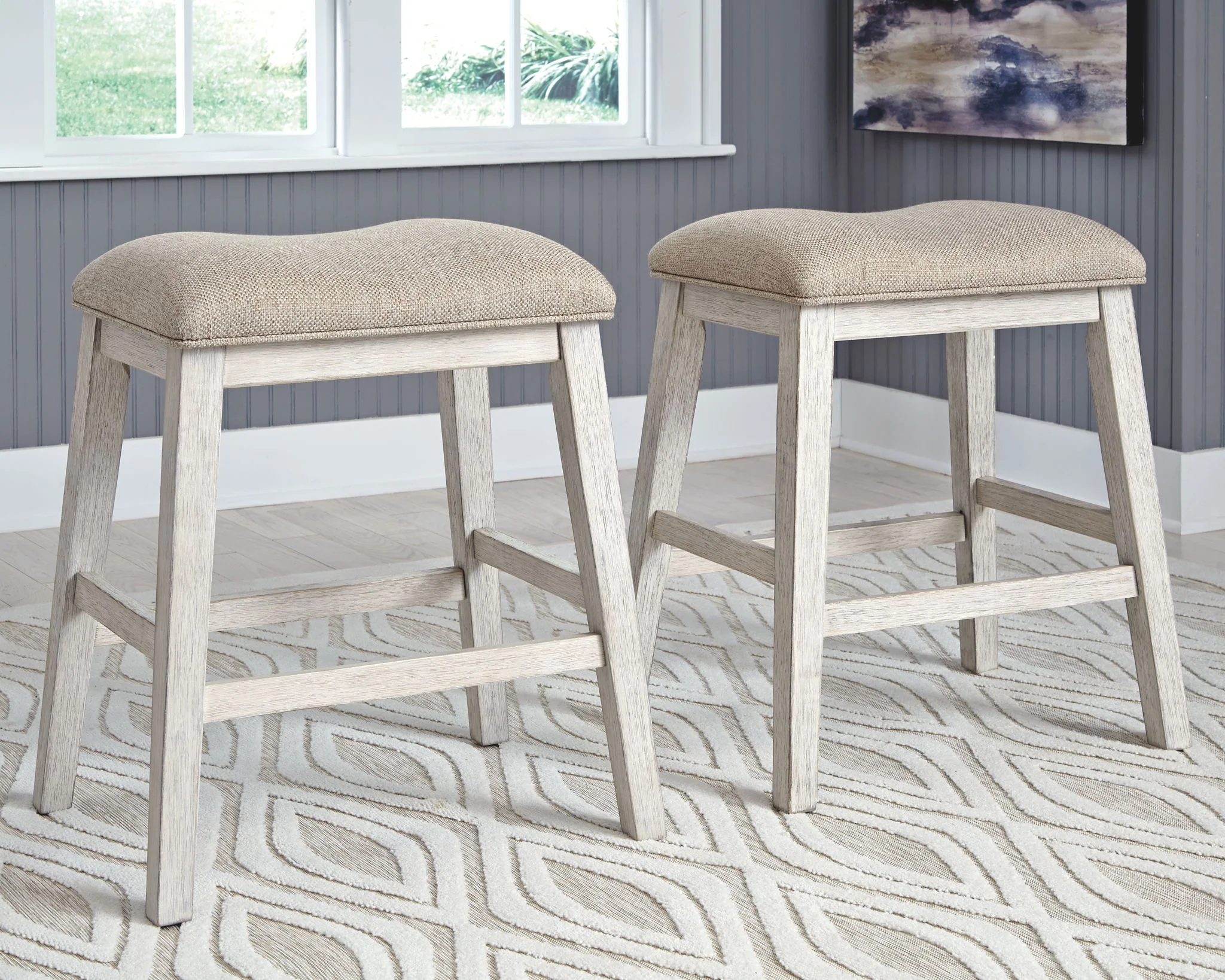 Skempton - White - Upholstered Stool (Set of 2) - Image 4