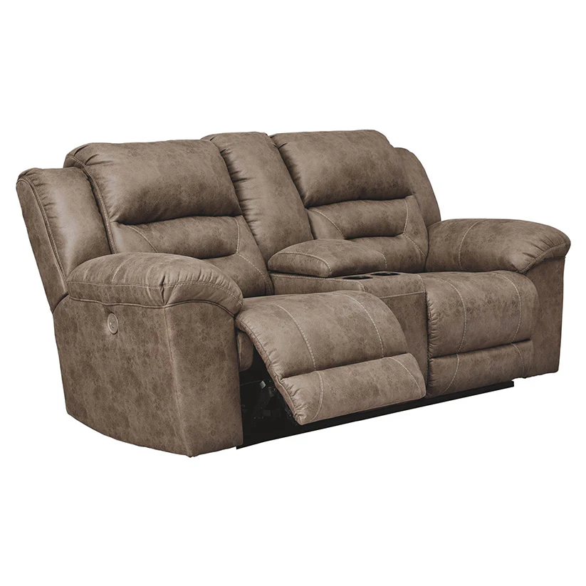 Stoneland - Light Brown - Dbl Rec Pwr Loveseat W/Console