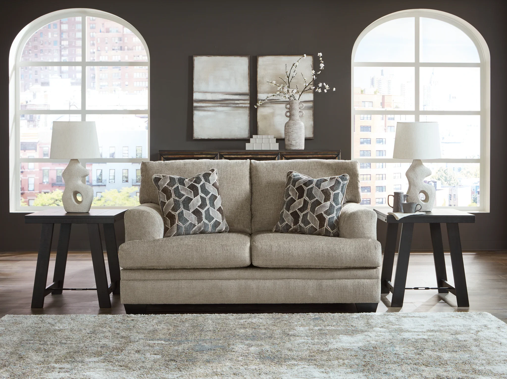 Stonemeade - 4 Pc. - Sofa, Loveseat, Chair And A Half, Ottoman - Taupe - Image 6