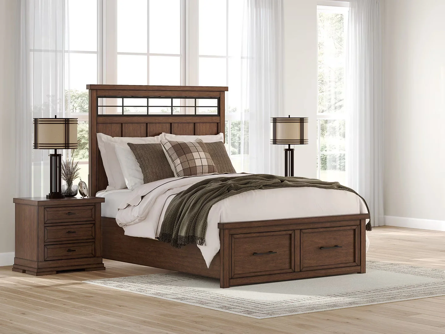 Taffenbrook - Medium Brown - Queen Panel Storage Bed - Image 2