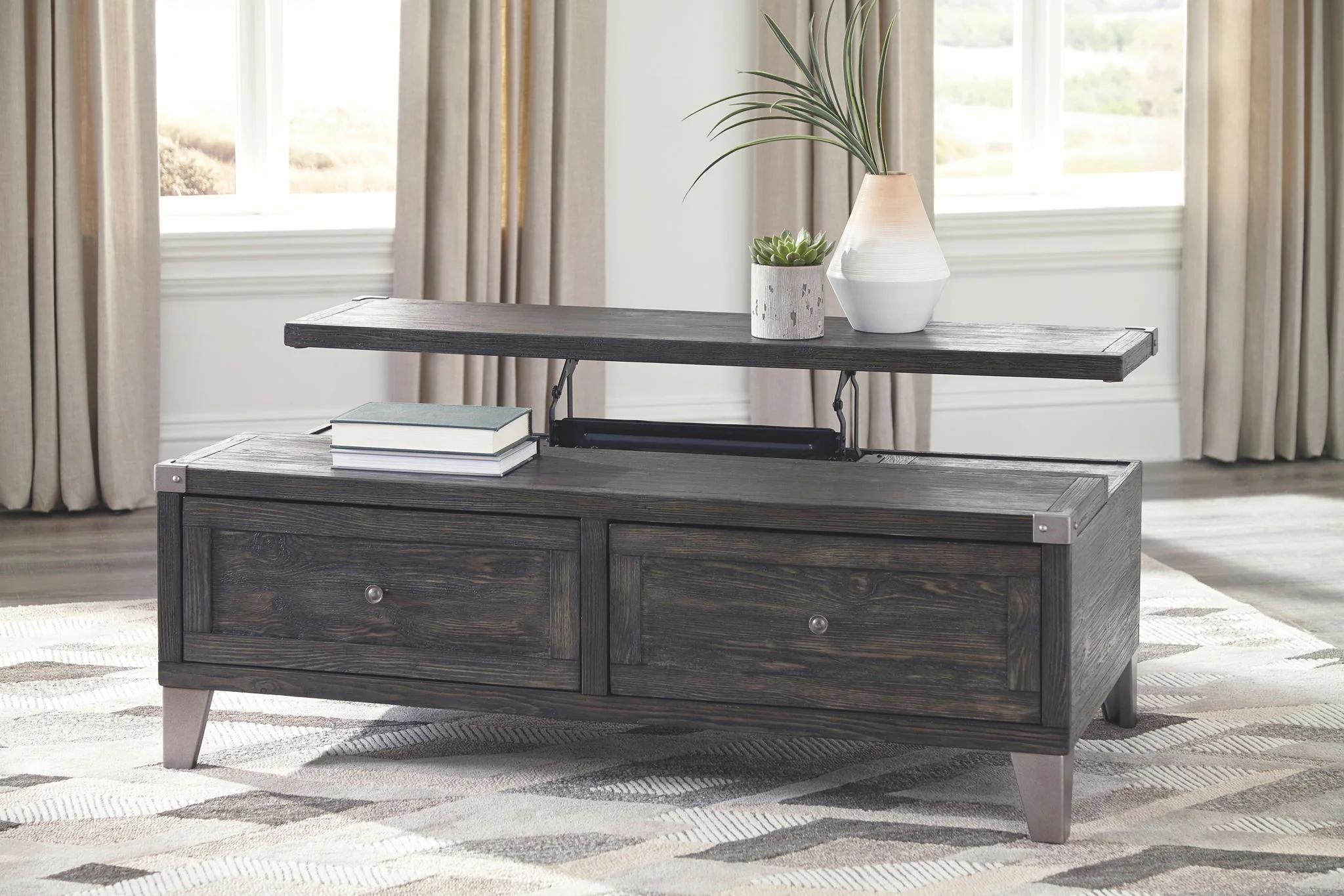 Todoe - Dark Gray - Lift Top Cocktail Table - Image 3
