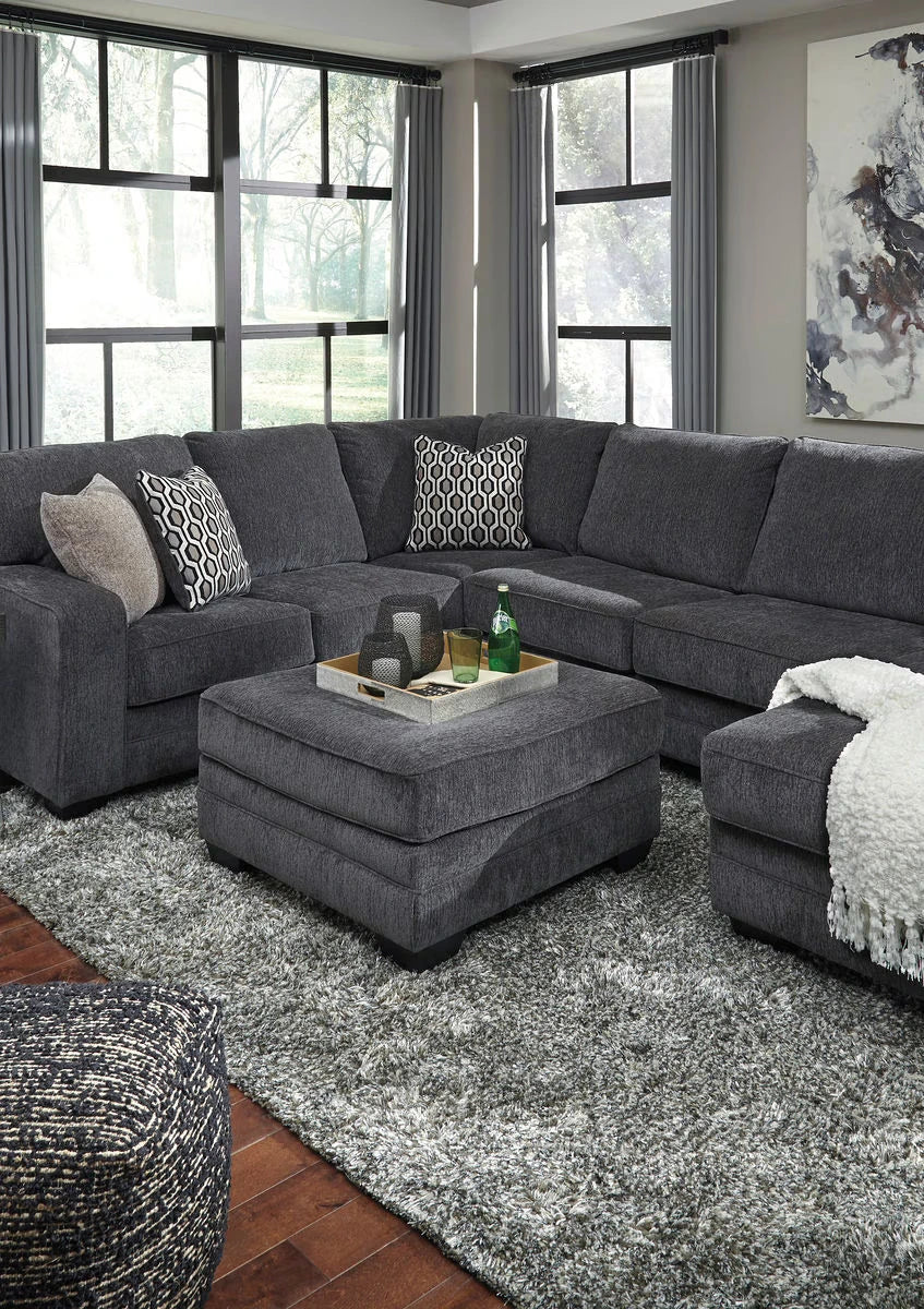 Tracling - Slate - 4 Pc. - Right Arm Facing Corner Chaise 3 Pc Sectional, Ottoman - Image 2