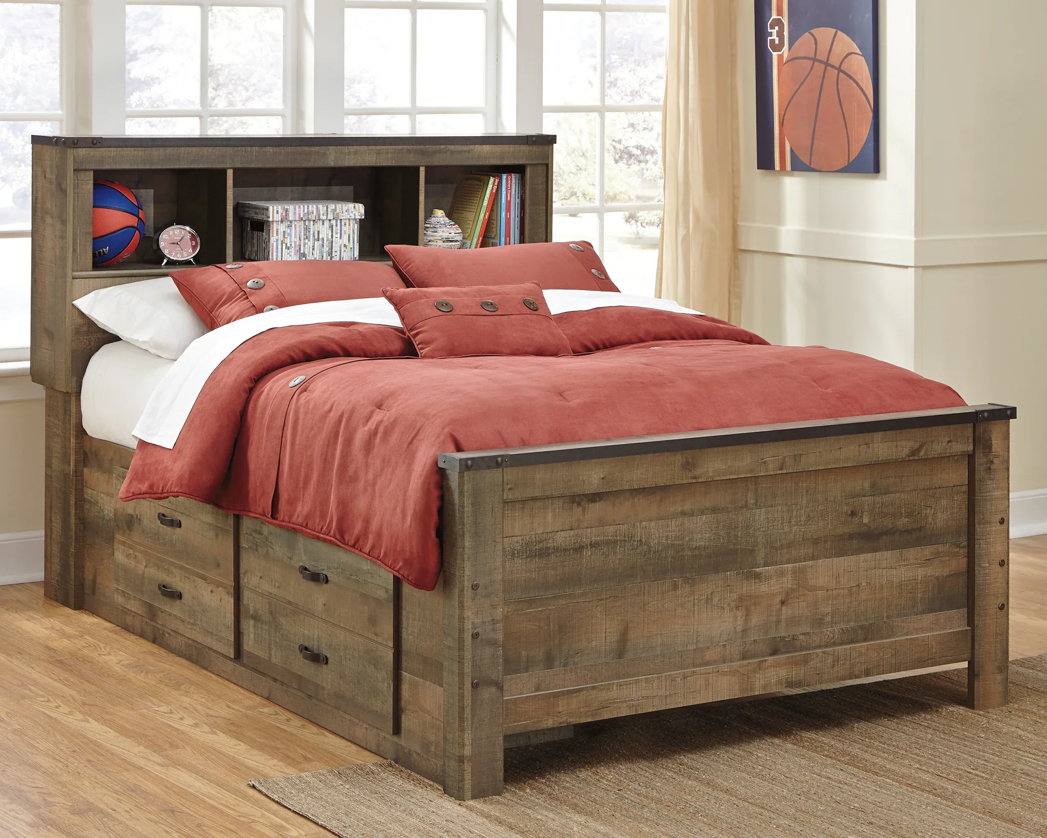 Trinell - Brown - Full Bookcase Bed With 2 Sided Storage - Image 2