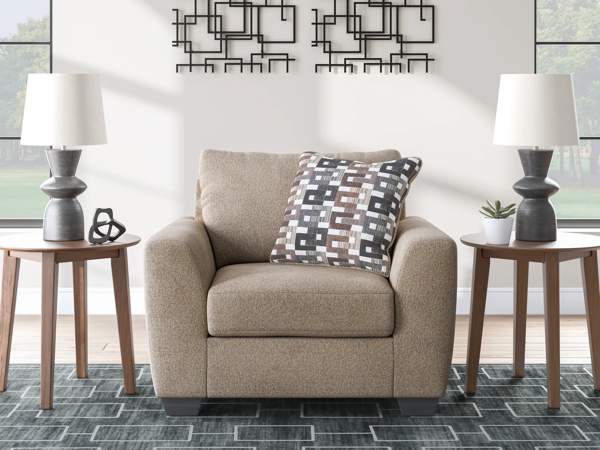 Triston-Peaks - 2 Pc. - Chair And A Half, Ottoman - Suede
