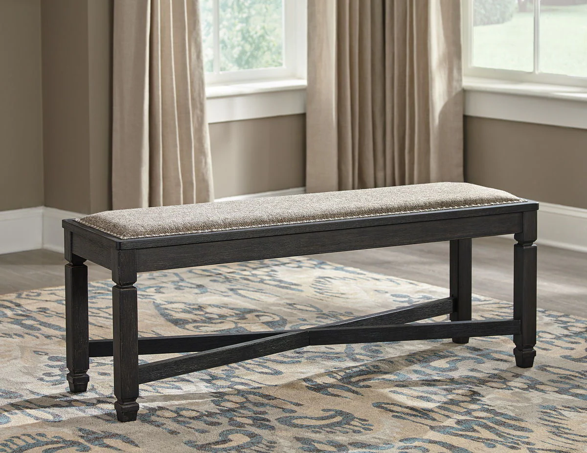 Tyler Creek - Dark Gray - 8 Pc. - Dining Room Table, 4 Side Chairs, Bench, 2 Cabinets - Image 2