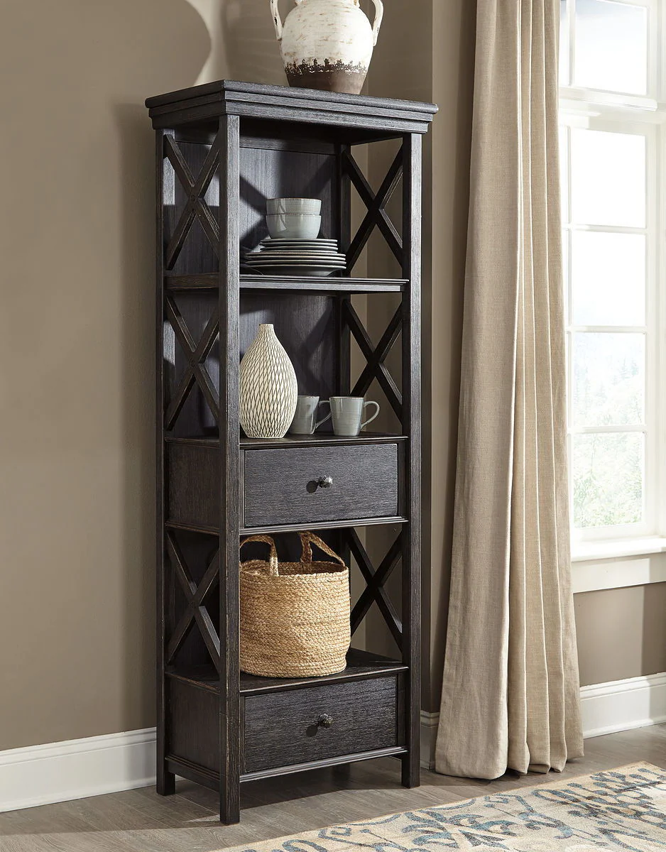 Tyler Creek - Dark Gray - 8 Pc. - Dining Room Table, 4 Side Chairs, Bench, 2 Cabinets - Image 4