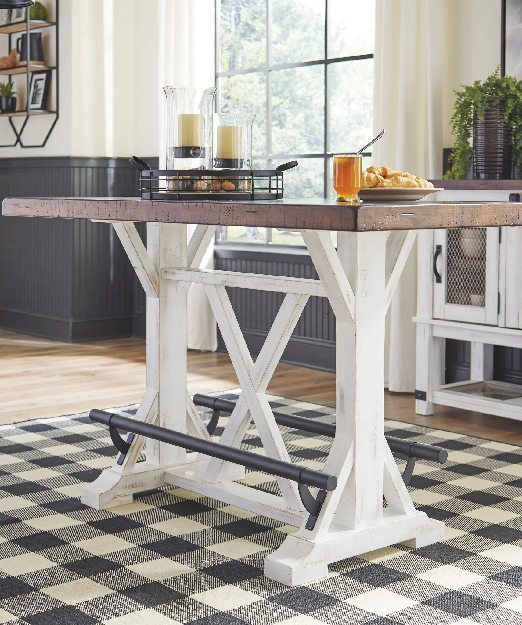 Valebeck - White - 6 Pc. - Counter Table, 4 Counter Barstools, Server - Image 3