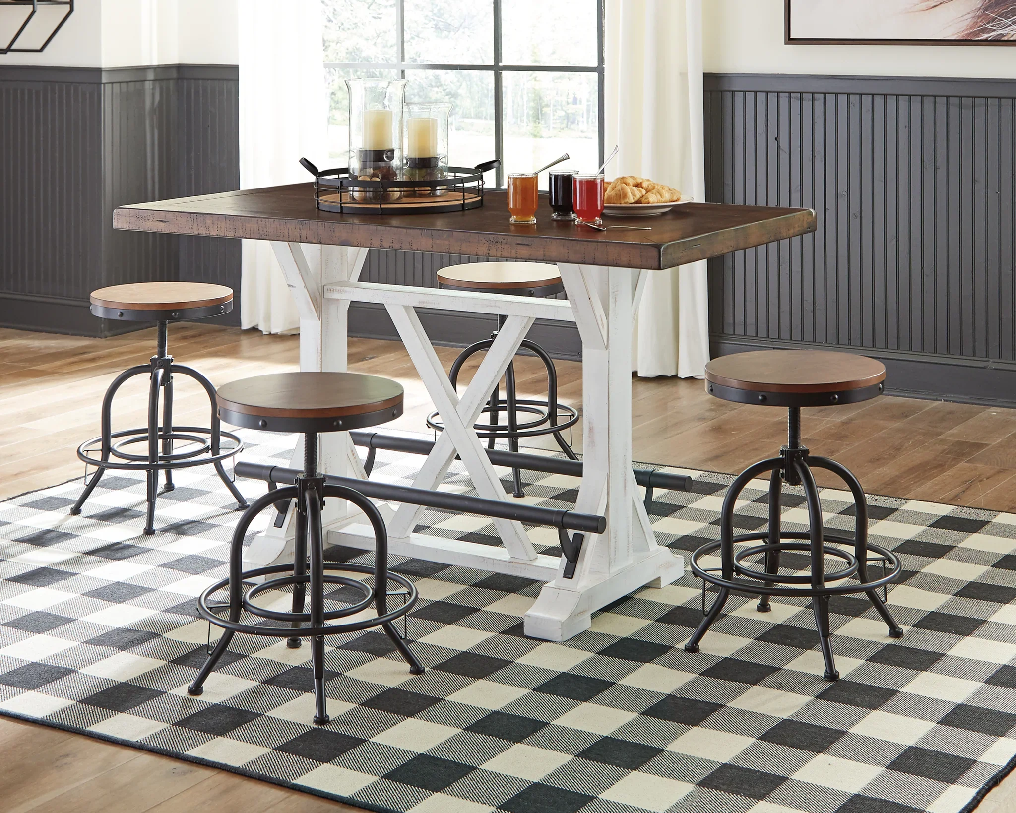 Valebeck - White / Brown - Rect Dining Room Counter Table - Image 2