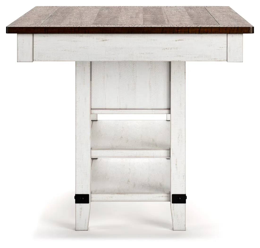 Valebeck - White / Brown - Rect Dining Room Counter Table With Wine Rack - Image 7