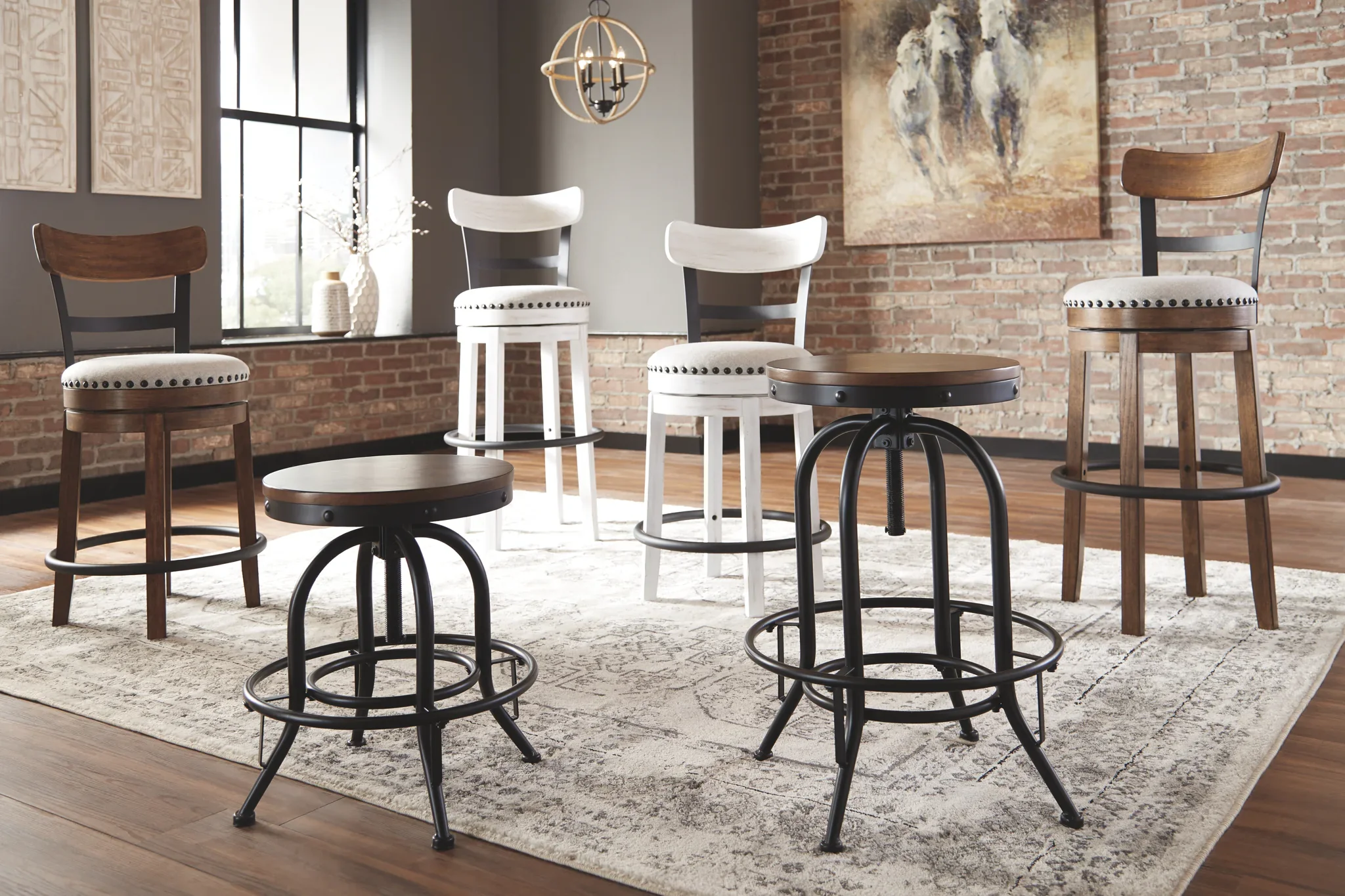 Valebeck - White - Uph Swivel Barstool - Image 6