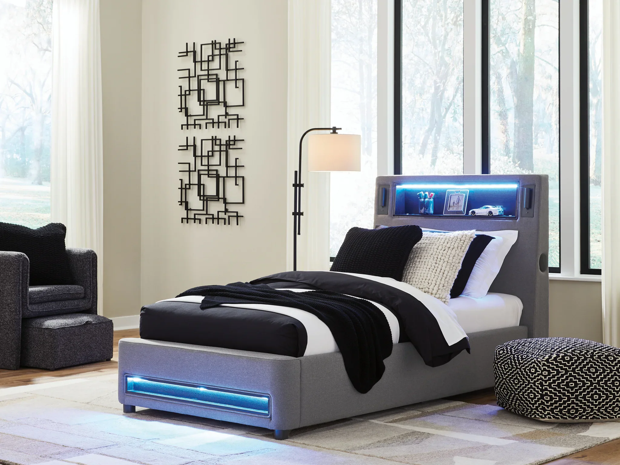 Verishaw - Twin Upholstered Bed - Gray