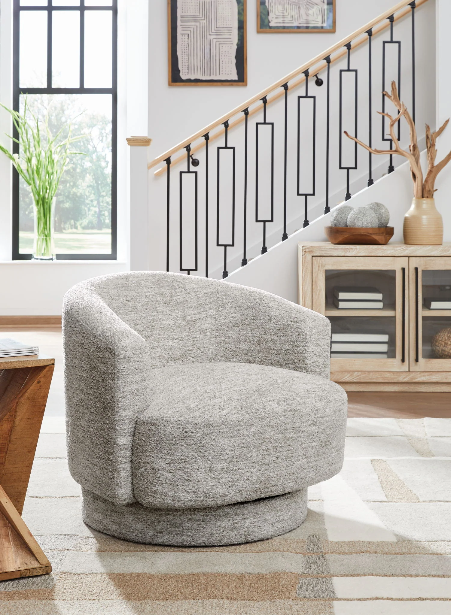 Wardsor - Stone - Swivel Chair - Image 2