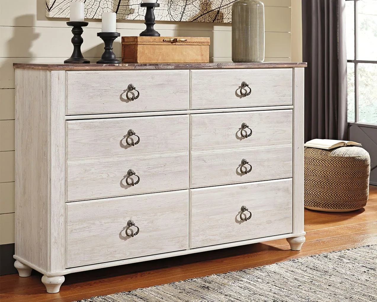 Willowton - Brown / Beige / White - Six Drawer Dresser - Image 2